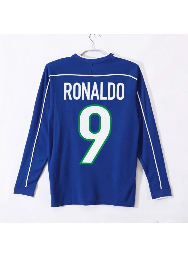 Ronaldo 1998 Brazil away retro long-sleeved football jersey #9 RONALDO retro football jersey A gift for fans and friends - Image 1
